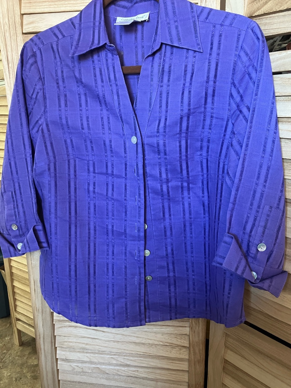Coldwater Creek Purple Textured Button-Front Shirt PXS